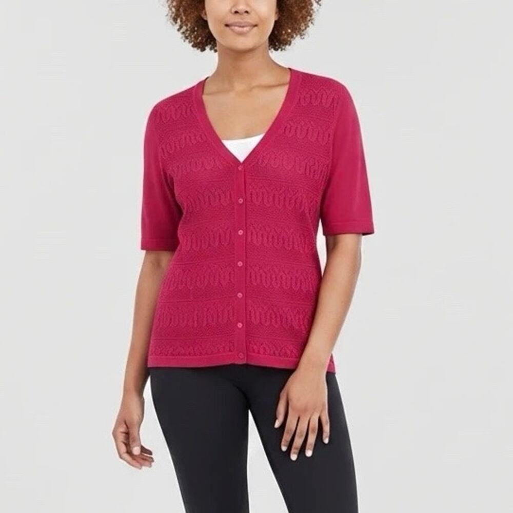 Women’s 2XL Burgundy Knit Cardigan Sweater Elbow Length